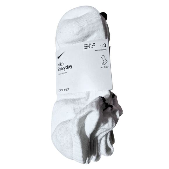 Nike Everday Cushion No Show Socks | 3 pairs | White/Black | Size Medium - Picture 3 of 3